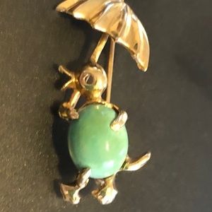Cute 14k and turquoise pin